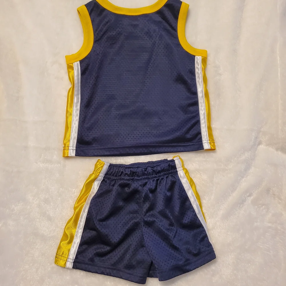 Kids Basketball Tank Top and Shorts Set - Navy and Yellow #23 - Picture 4 of 4